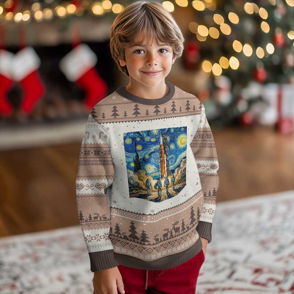 Lunar Mission Astronaut Starry Night Ugly Christmas Sweater Space Lover Gift