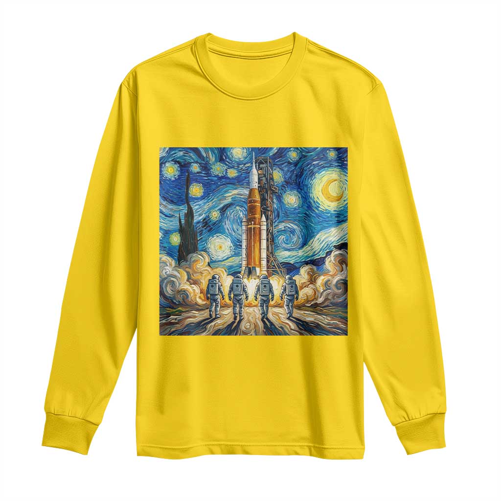 Lunar Mission Astronaut Starry Night Long Sleeve Shirt Space Lover Gift