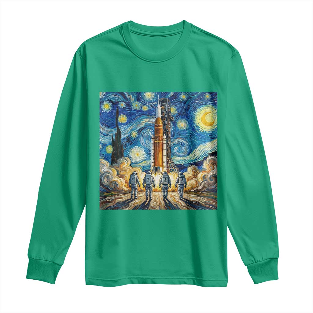 Lunar Mission Astronaut Starry Night Long Sleeve Shirt Space Lover Gift
