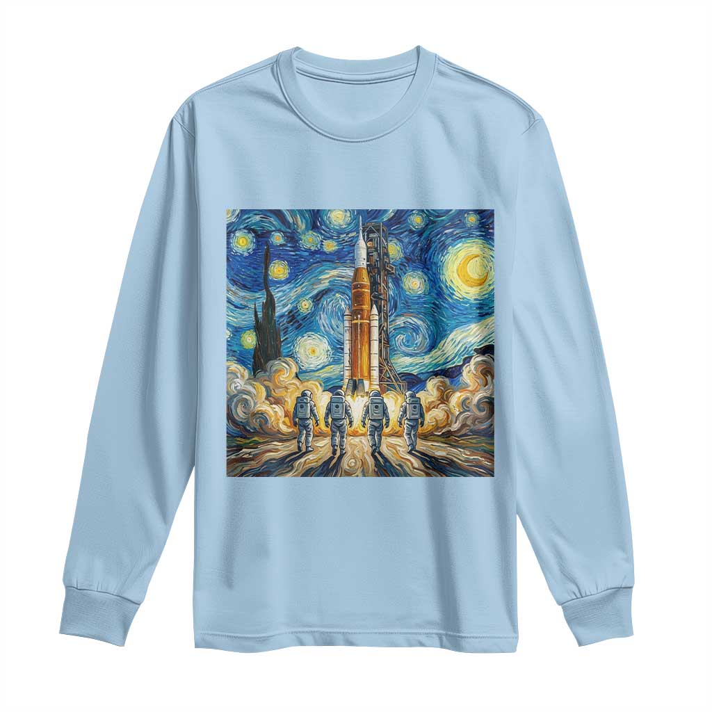 Lunar Mission Astronaut Starry Night Long Sleeve Shirt Space Lover Gift