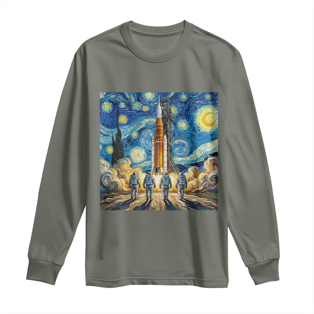 Lunar Mission Astronaut Starry Night Long Sleeve Shirt Space Lover Gift