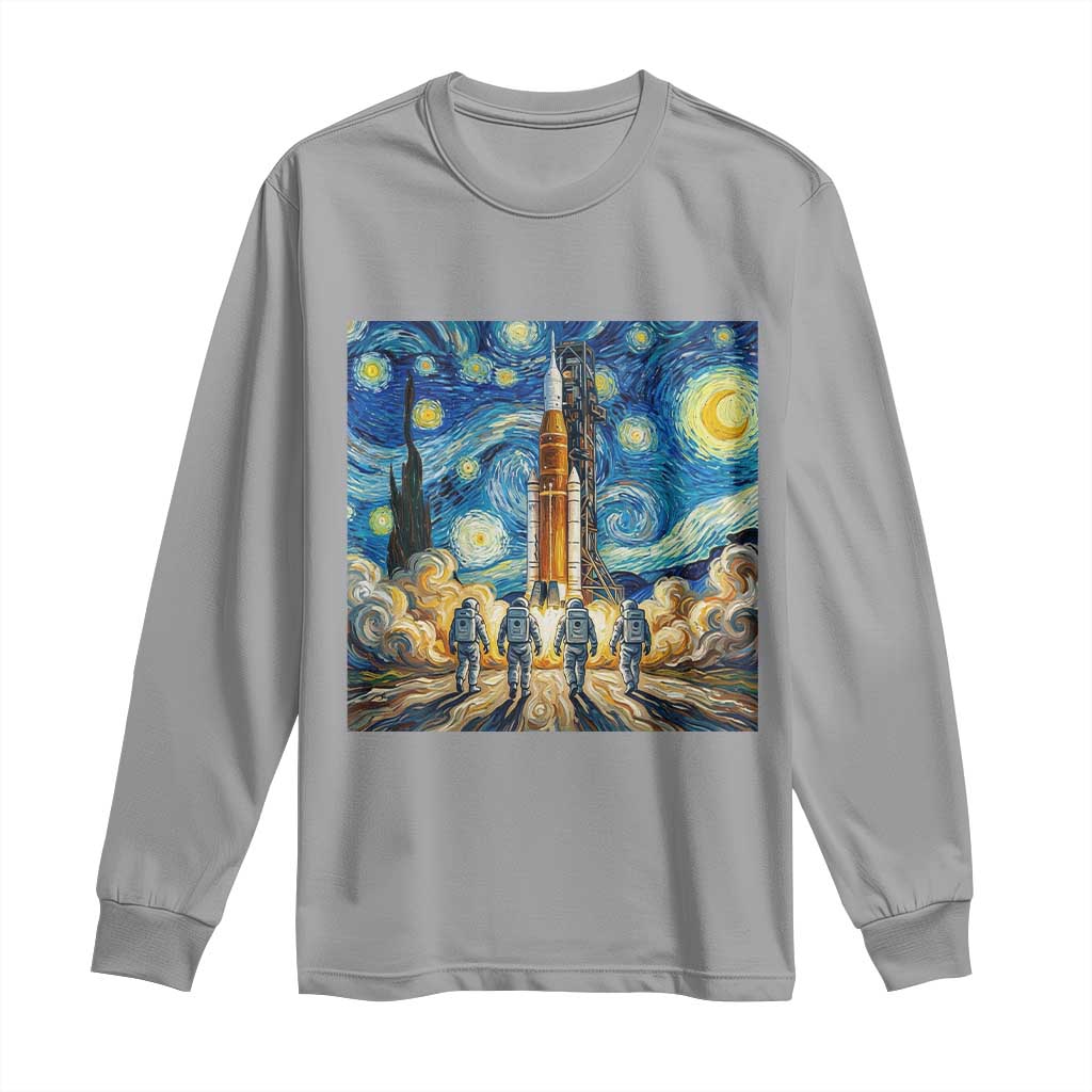 Lunar Mission Astronaut Starry Night Long Sleeve Shirt Space Lover Gift