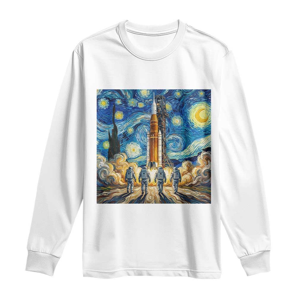 Lunar Mission Astronaut Starry Night Long Sleeve Shirt Space Lover Gift