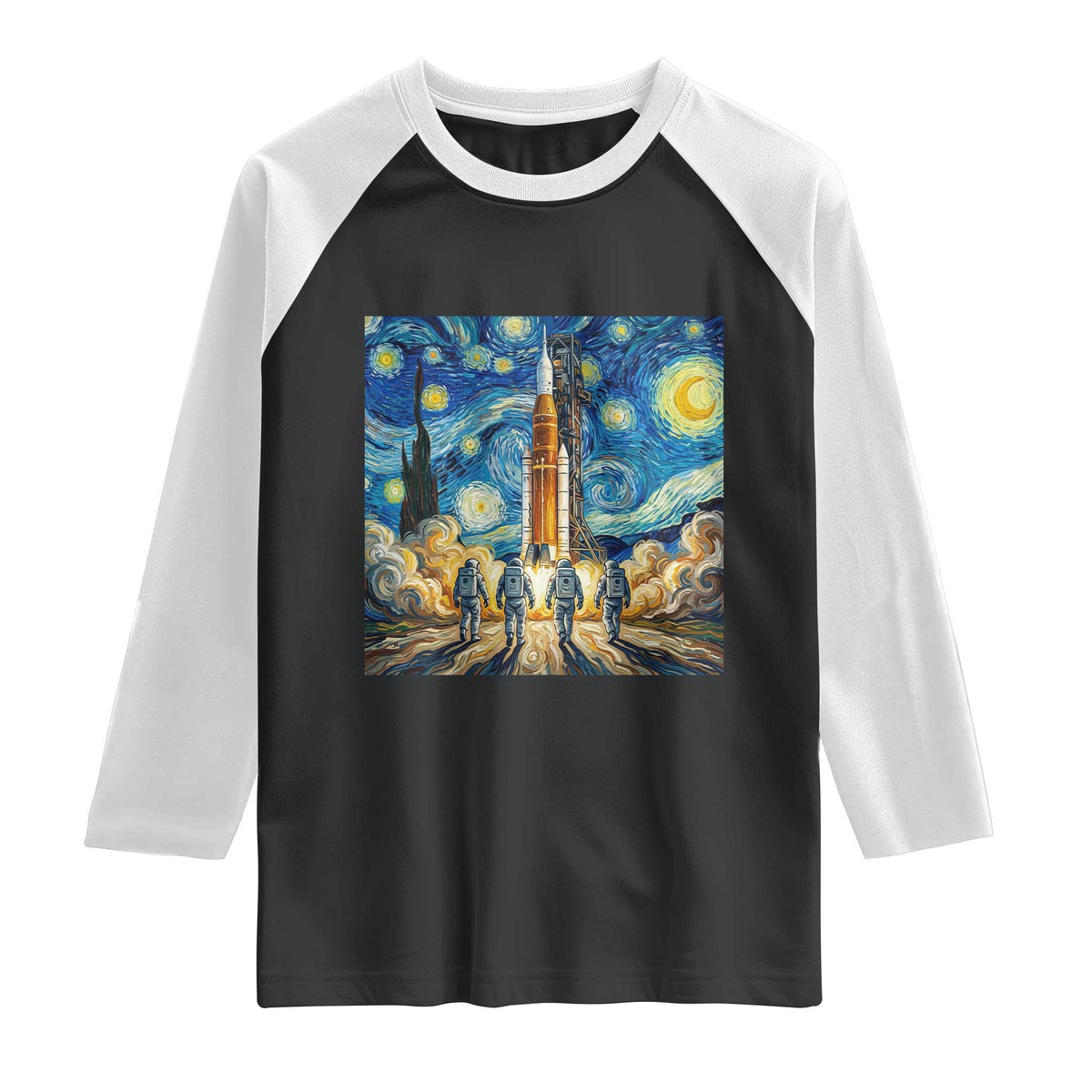 Lunar Mission Astronaut Starry Night Raglan Shirt Space Lover Gift