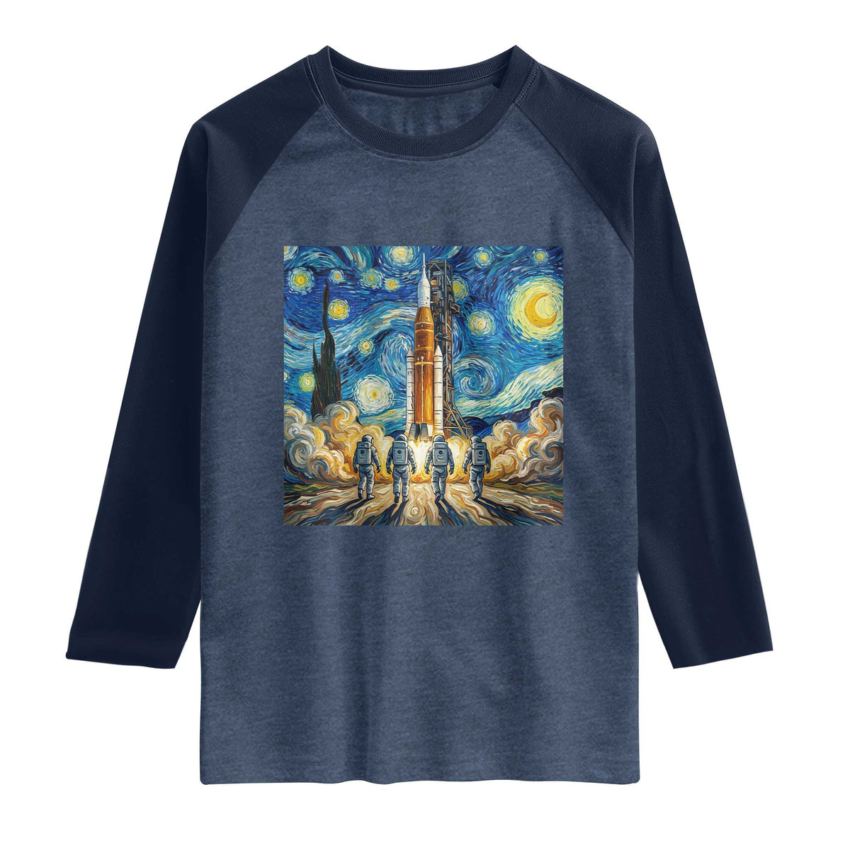 Lunar Mission Astronaut Starry Night Raglan Shirt Space Lover Gift