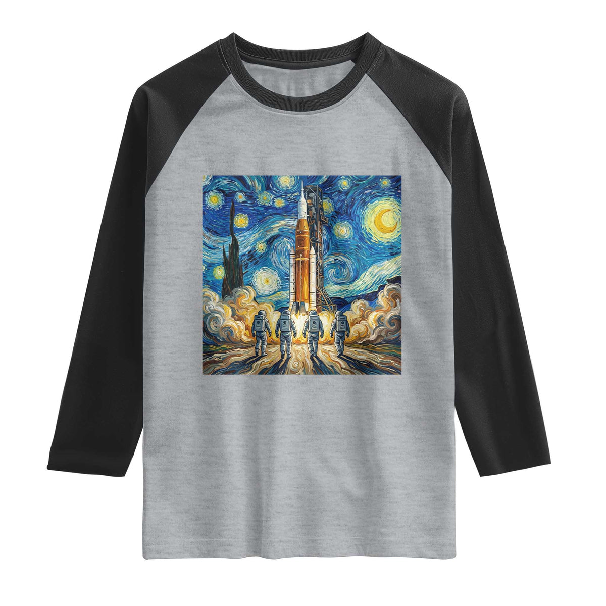 Lunar Mission Astronaut Starry Night Raglan Shirt Space Lover Gift