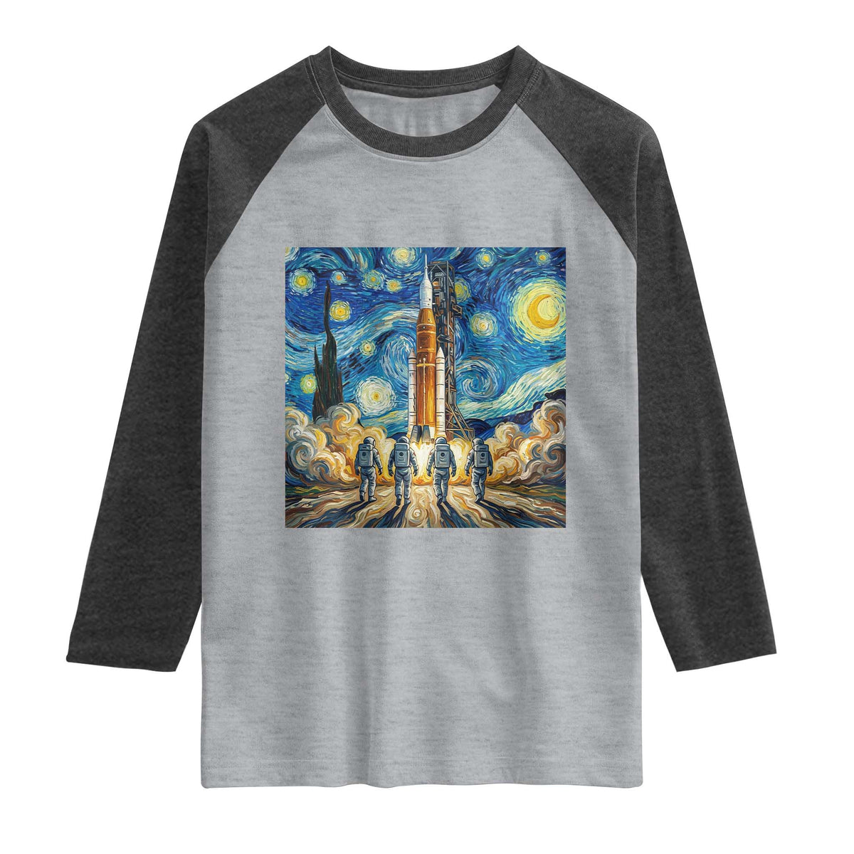 Lunar Mission Astronaut Starry Night Raglan Shirt Space Lover Gift