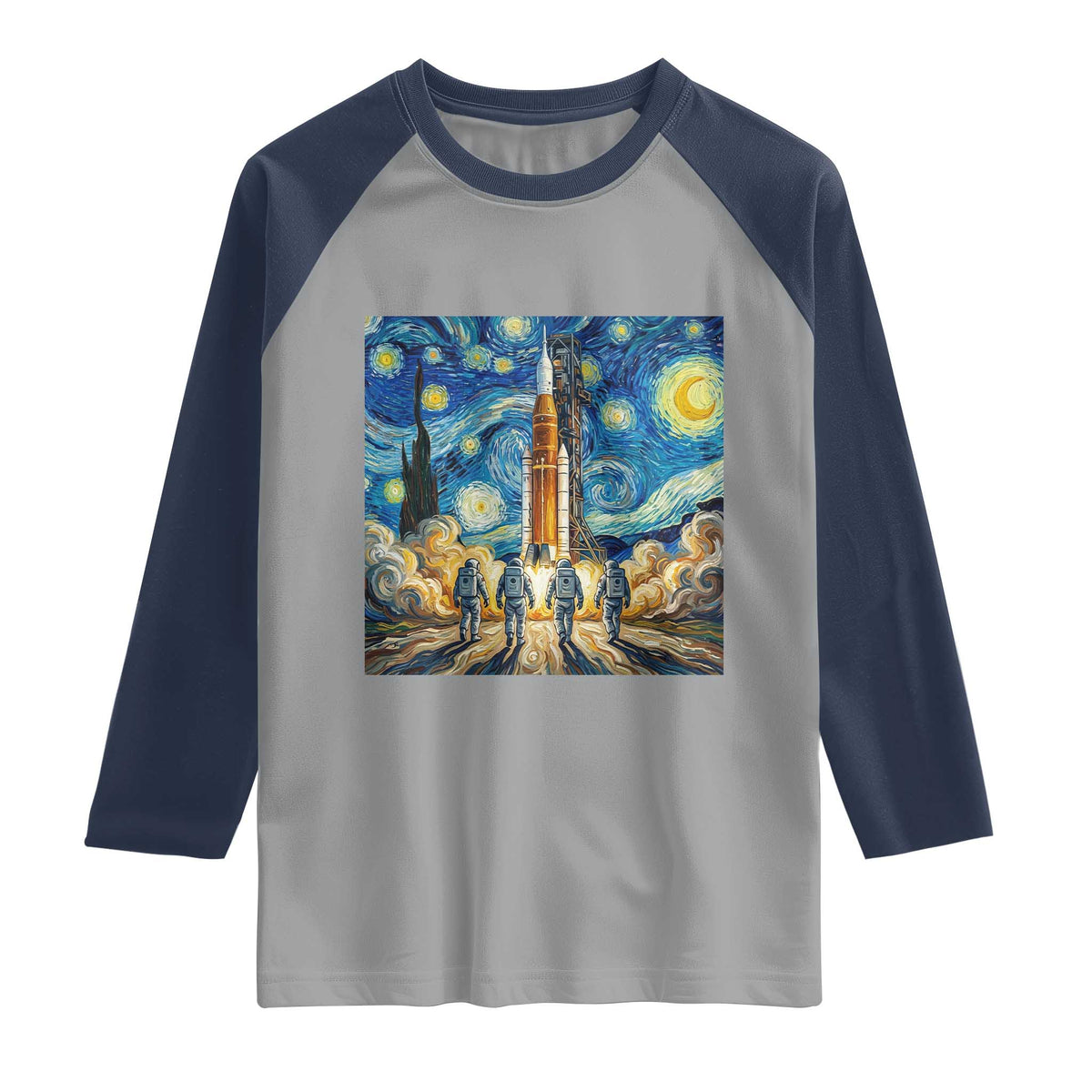 Lunar Mission Astronaut Starry Night Raglan Shirt Space Lover Gift
