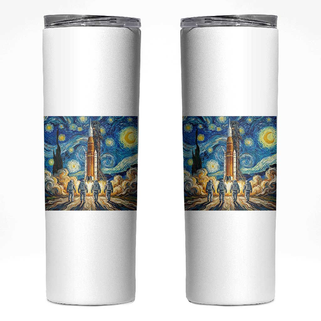Lunar Mission Astronaut Starry Night Skinny Tumbler Space Lover Gift