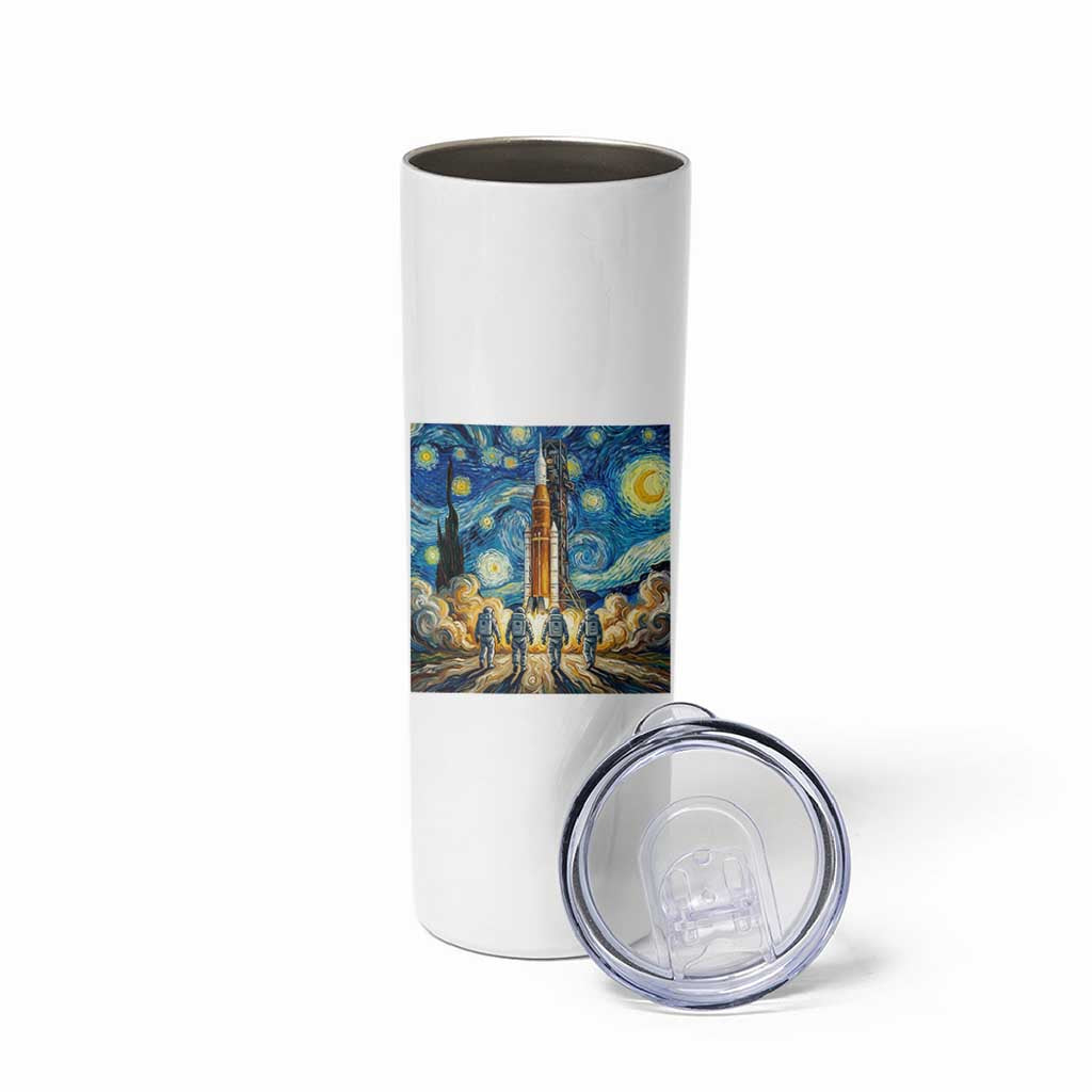 Lunar Mission Astronaut Starry Night Skinny Tumbler Space Lover Gift