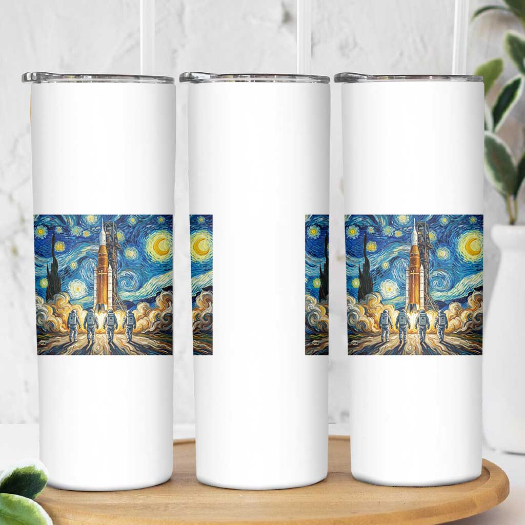 Lunar Mission Astronaut Starry Night Skinny Tumbler Space Lover Gift