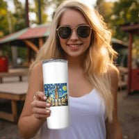 Lunar Mission Astronaut Starry Night Skinny Tumbler Space Lover Gift