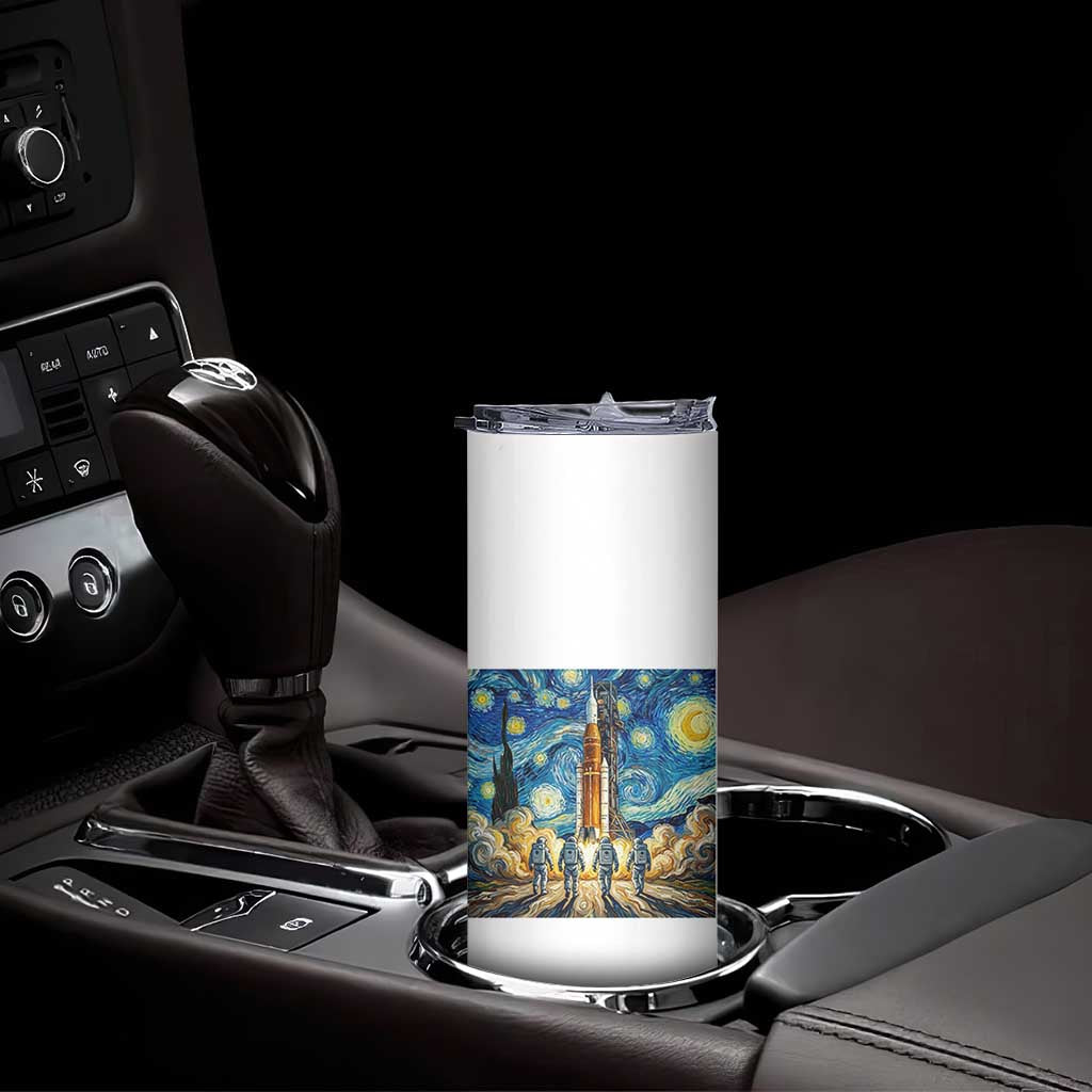 Lunar Mission Astronaut Starry Night Skinny Tumbler Space Lover Gift