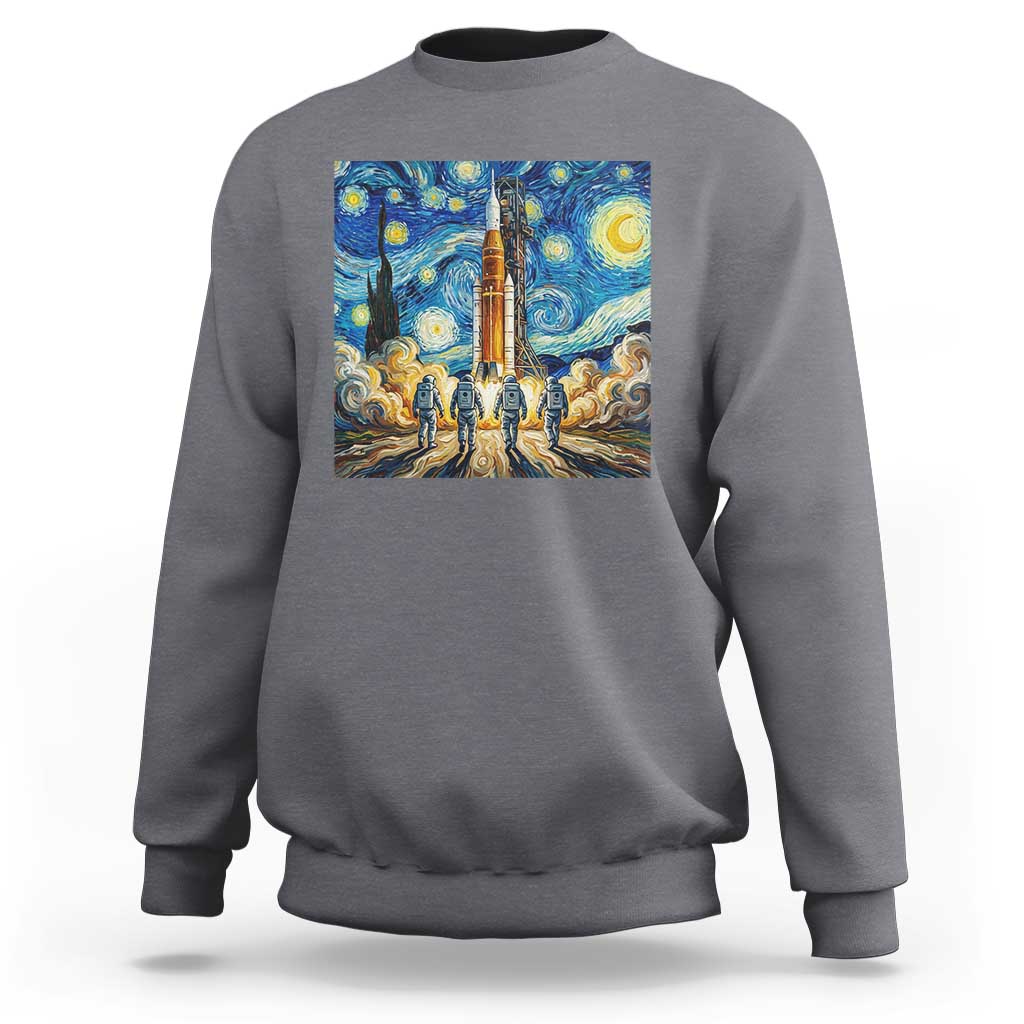 Lunar Mission Astronaut Starry Night Sweatshirt Space Lover Gift