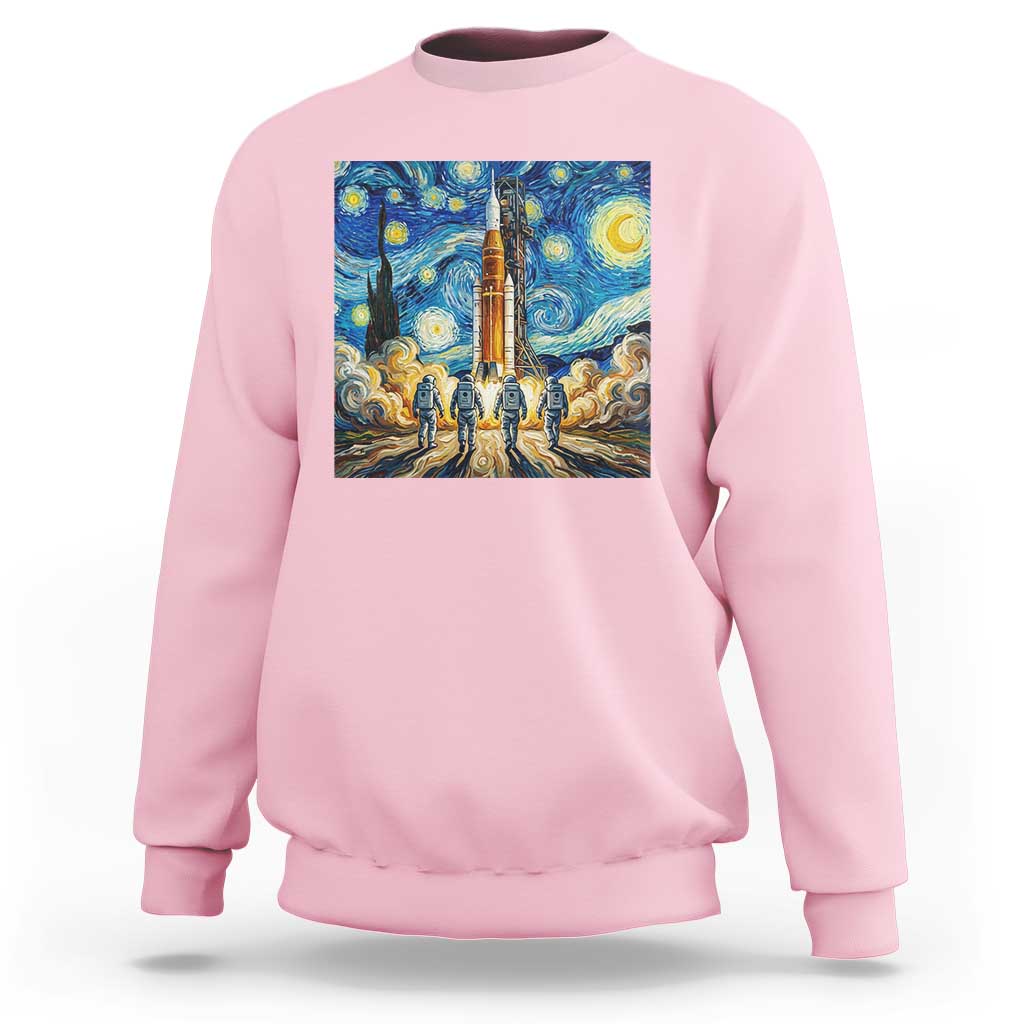 Lunar Mission Astronaut Starry Night Sweatshirt Space Lover Gift