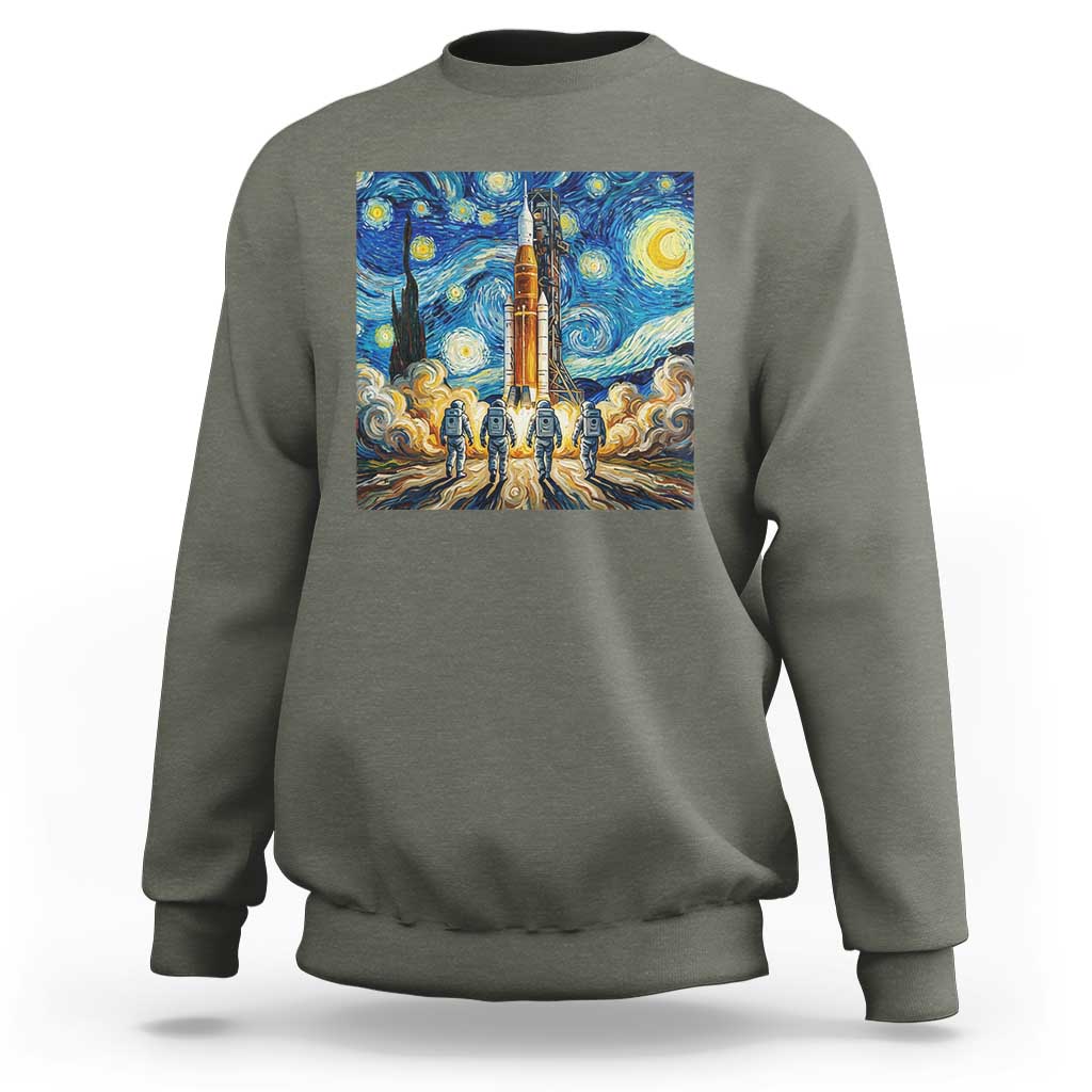 Lunar Mission Astronaut Starry Night Sweatshirt Space Lover Gift