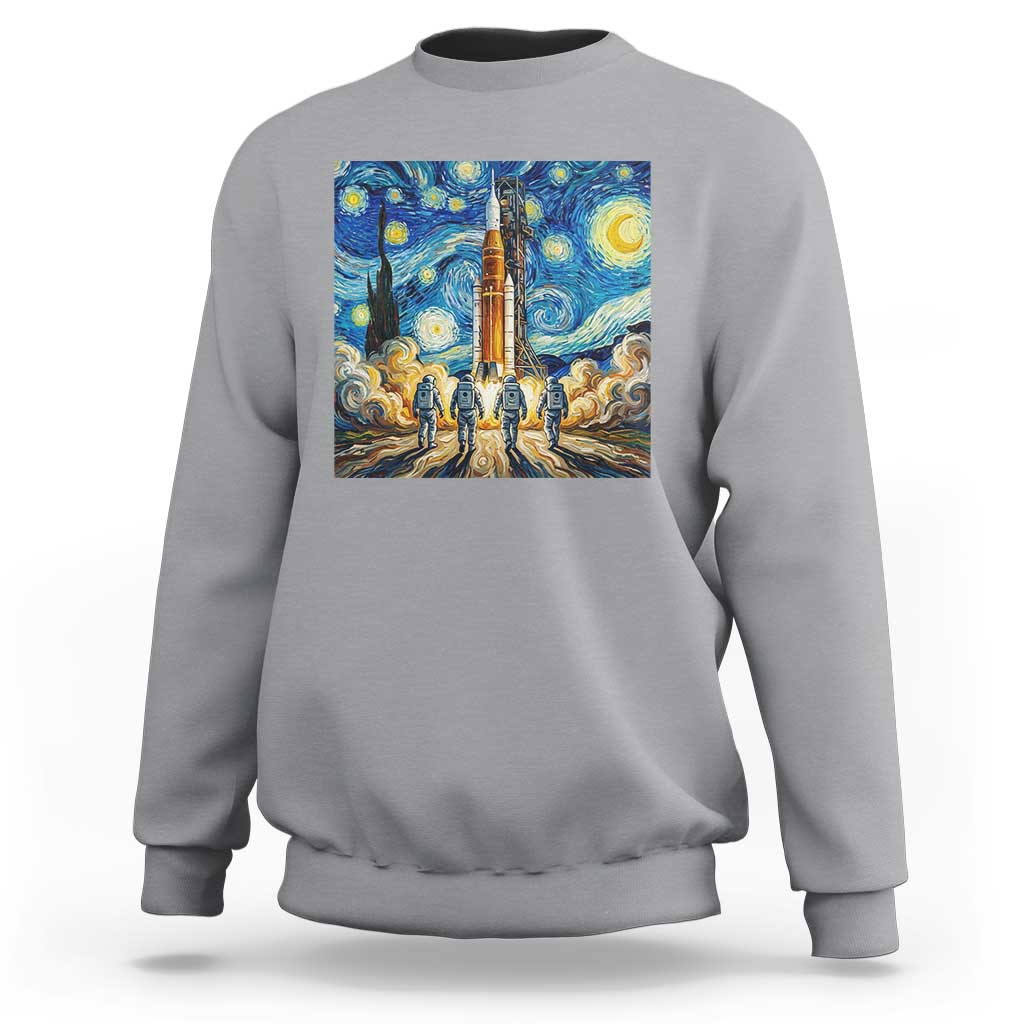 Lunar Mission Astronaut Starry Night Sweatshirt Space Lover Gift
