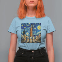 Lunar Mission Astronaut Starry Night T Shirt For Women Space Lover Gift