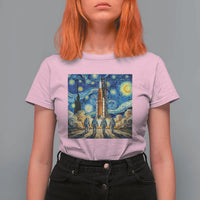 Lunar Mission Astronaut Starry Night T Shirt For Women Space Lover Gift