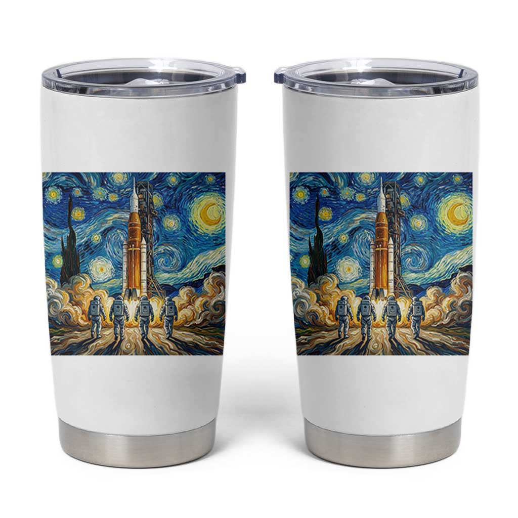 Lunar Mission Astronaut Starry Night Tumbler Cup Space Lover Gift