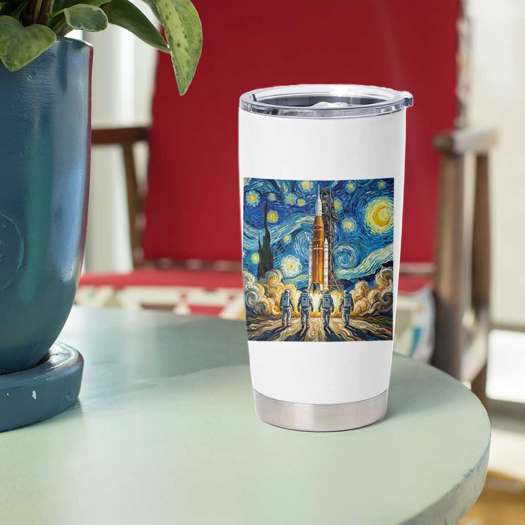Lunar Mission Astronaut Starry Night Tumbler Cup Space Lover Gift