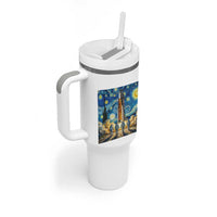 Lunar Mission Astronaut Starry Night Tumbler With Handle Space Lover Gift
