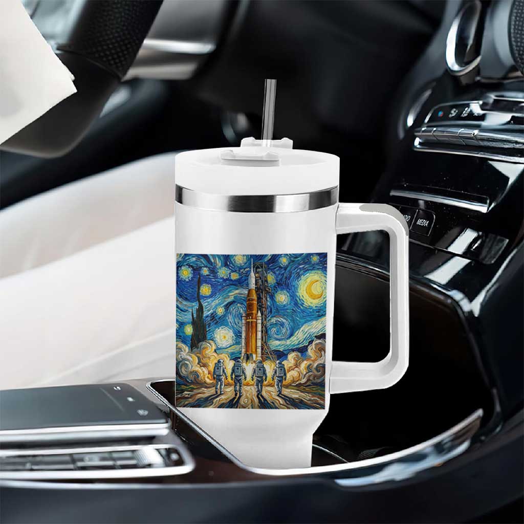 Lunar Mission Astronaut Starry Night Tumbler With Handle Space Lover Gift