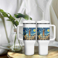 Lunar Mission Astronaut Starry Night Tumbler With Handle Space Lover Gift