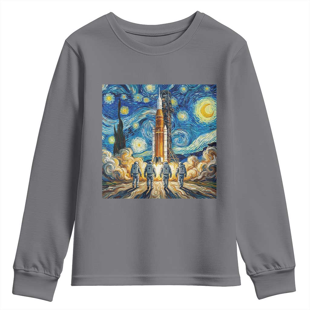 Lunar Mission Astronaut Starry Night Youth Sweatshirt Space Lover Gift