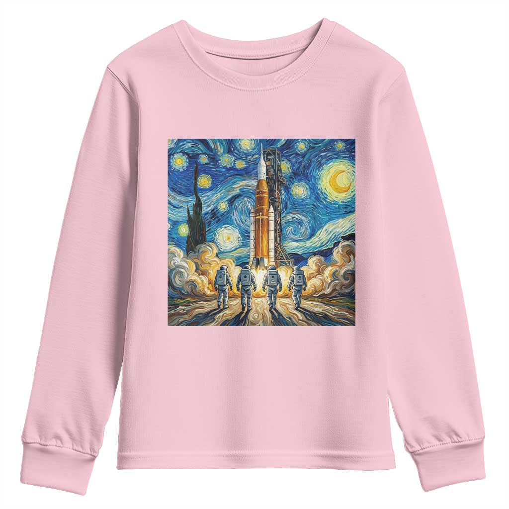 Lunar Mission Astronaut Starry Night Youth Sweatshirt Space Lover Gift