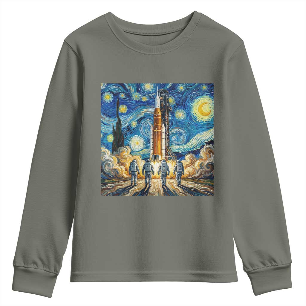 Lunar Mission Astronaut Starry Night Youth Sweatshirt Space Lover Gift
