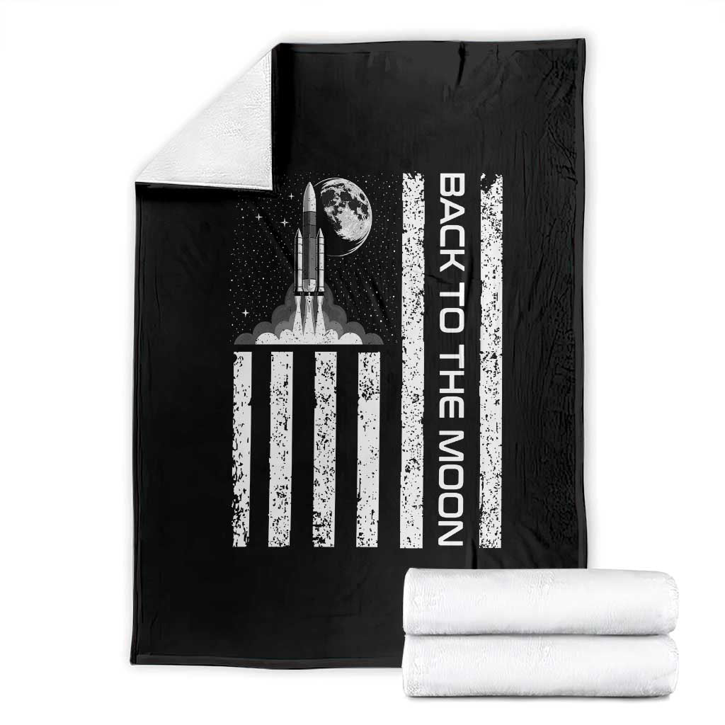 Patriotic American Pride Astronaut Lunar Mission Throw Blanket Back To The Moon