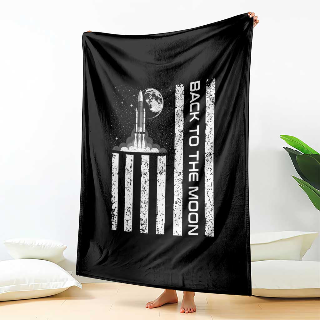 Patriotic American Pride Astronaut Lunar Mission Throw Blanket Back To The Moon