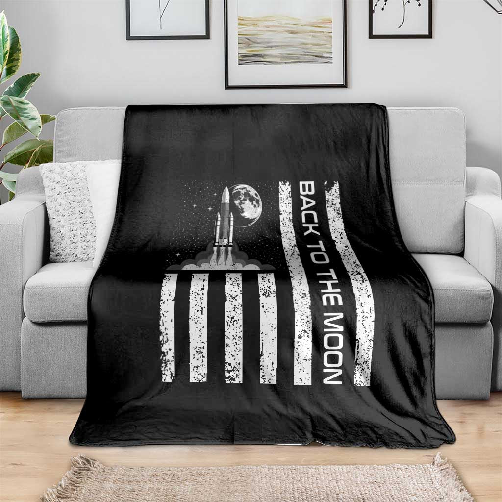 Patriotic American Pride Astronaut Lunar Mission Throw Blanket Back To The Moon