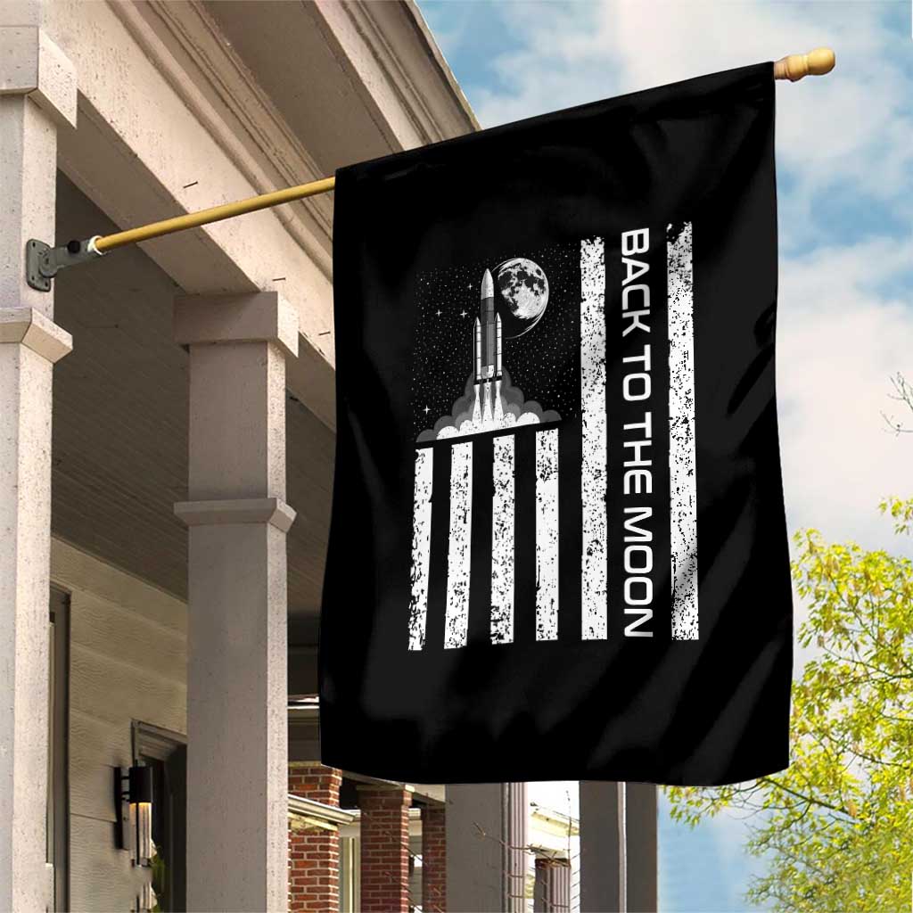 Patriotic American Pride Astronaut Lunar Mission Garden Flag Back To The Moon
