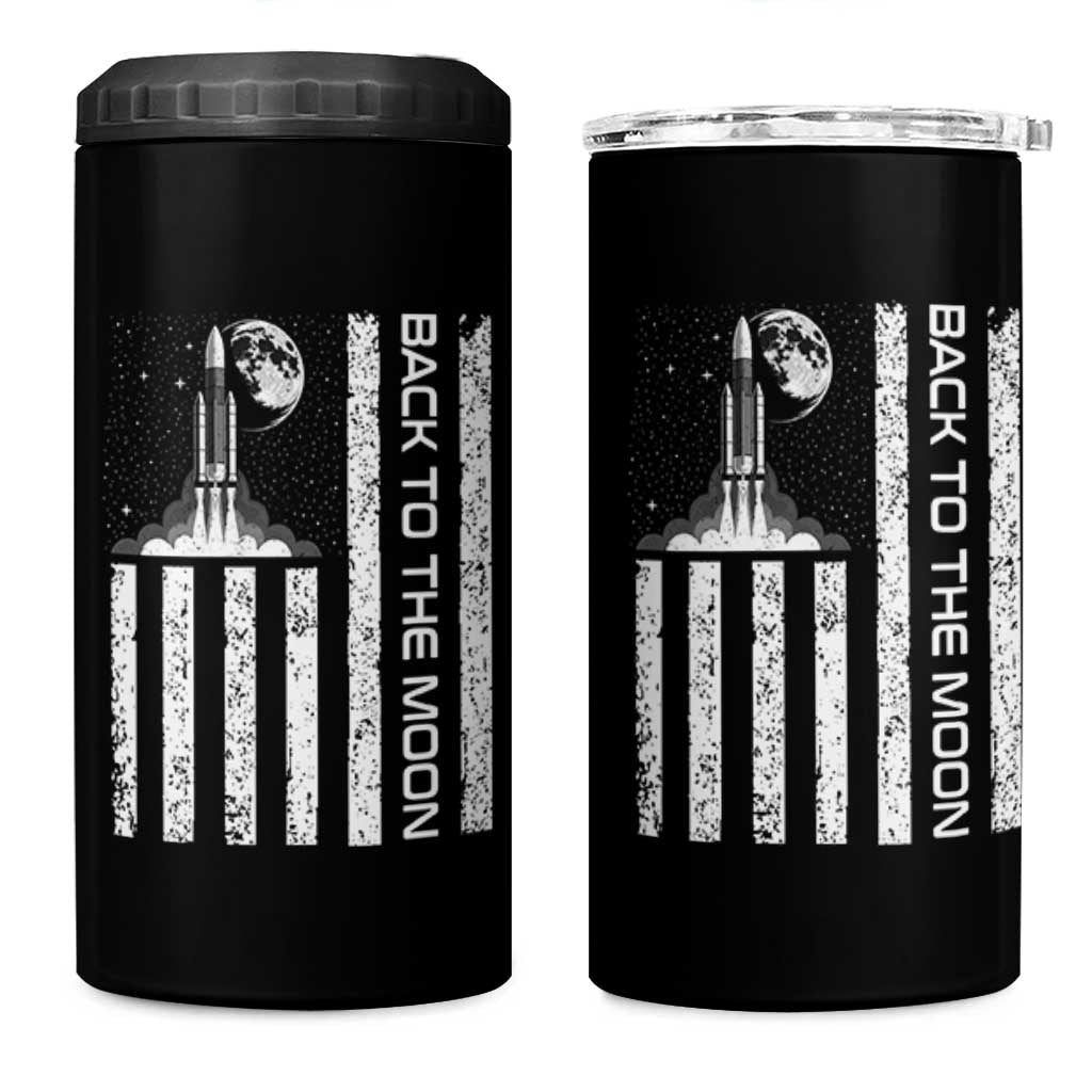 Patriotic American Pride Astronaut Lunar Mission 4 in 1 Can Cooler Tumbler Back To The Moon