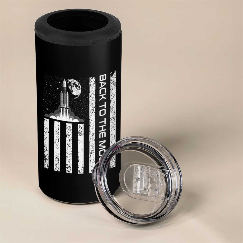 Patriotic American Pride Astronaut Lunar Mission 4 in 1 Can Cooler Tumbler Back To The Moon