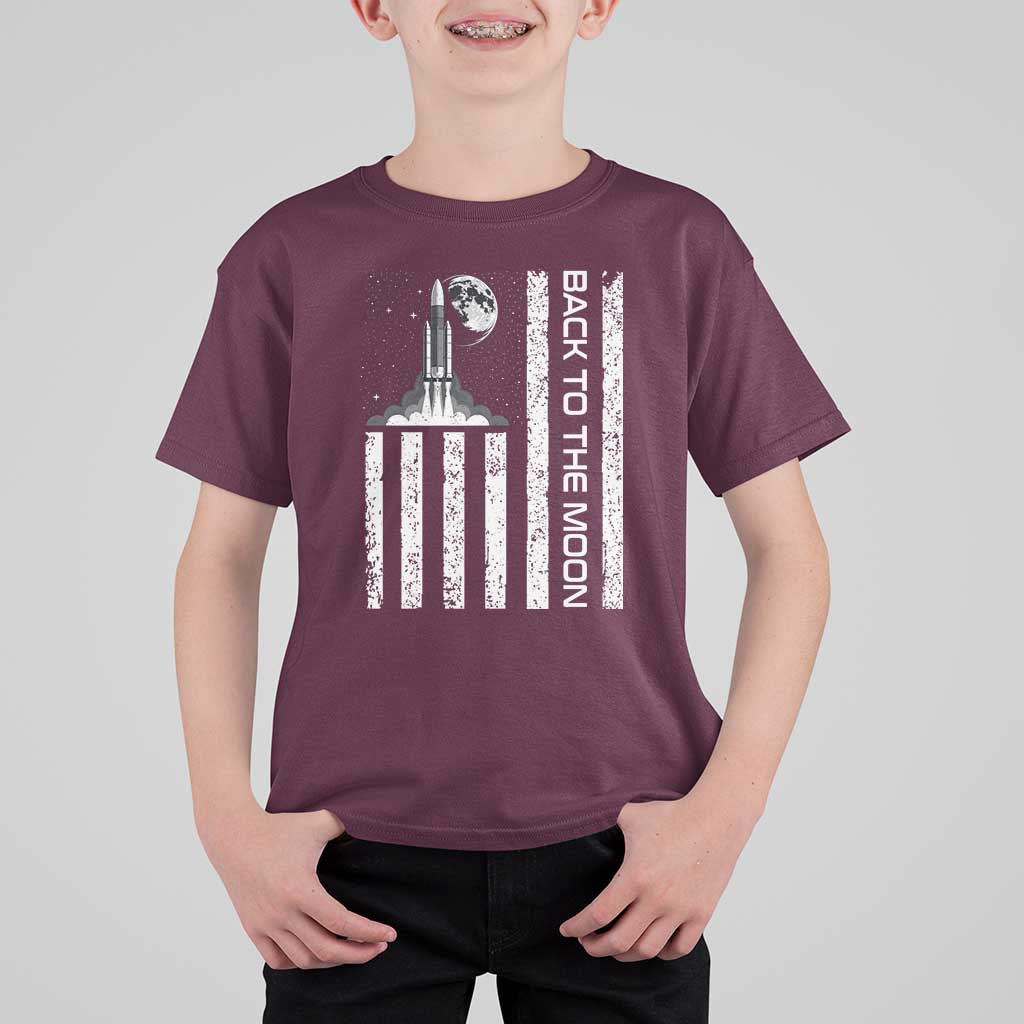 Patriotic American Pride Astronaut Lunar Mission T Shirt For Kid Back To The Moon