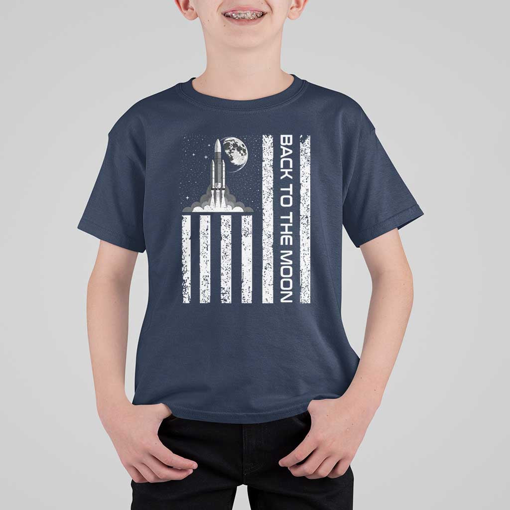 Patriotic American Pride Astronaut Lunar Mission T Shirt For Kid Back To The Moon
