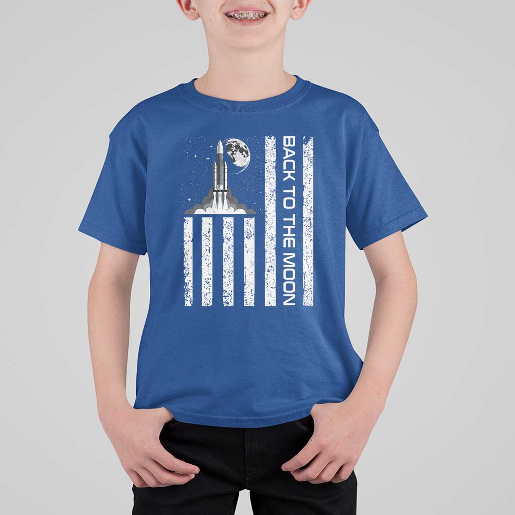 Patriotic American Pride Astronaut Lunar Mission T Shirt For Kid Back To The Moon