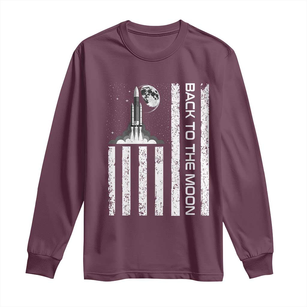 Patriotic American Pride Astronaut Lunar Mission Long Sleeve Shirt Back To The Moon