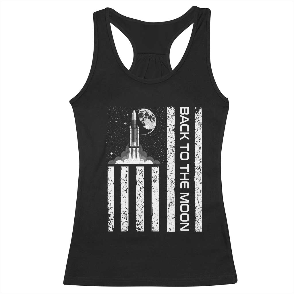 Patriotic American Pride Astronaut Lunar Mission Racerback Tank Top Back To The Moon