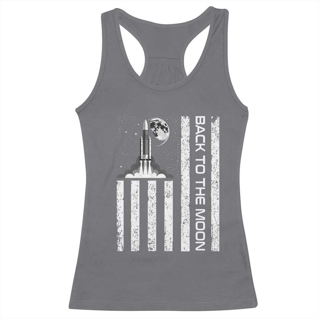 Patriotic American Pride Astronaut Lunar Mission Racerback Tank Top Back To The Moon