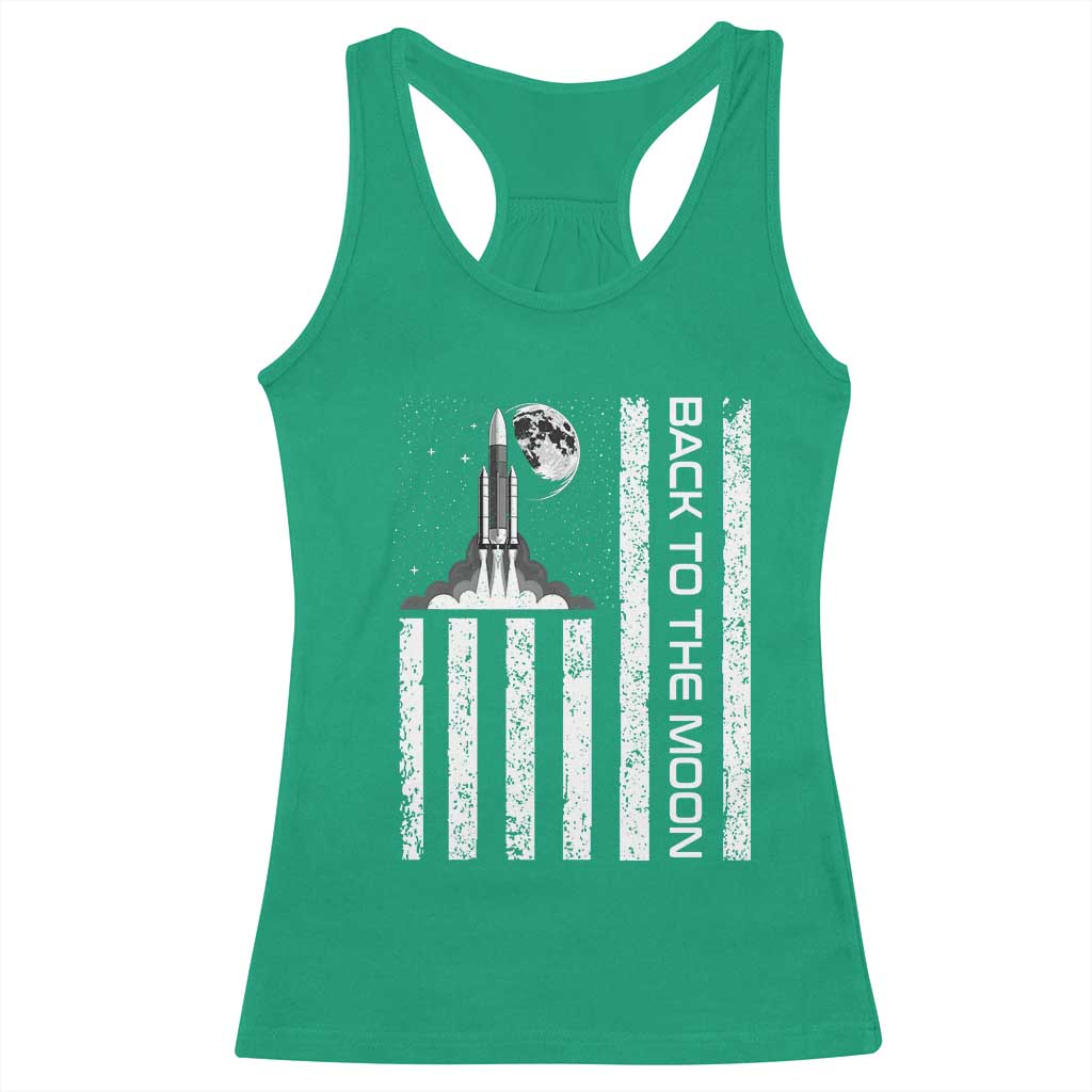 Patriotic American Pride Astronaut Lunar Mission Racerback Tank Top Back To The Moon