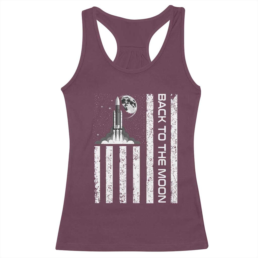 Patriotic American Pride Astronaut Lunar Mission Racerback Tank Top Back To The Moon