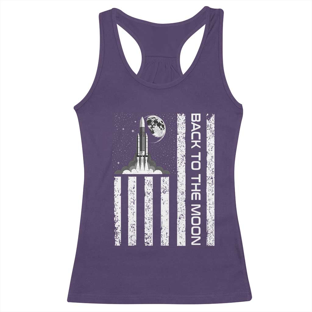Patriotic American Pride Astronaut Lunar Mission Racerback Tank Top Back To The Moon