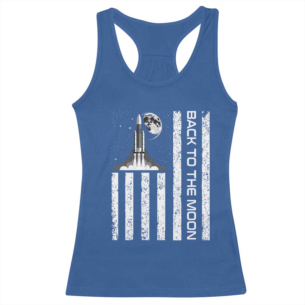 Patriotic American Pride Astronaut Lunar Mission Racerback Tank Top Back To The Moon