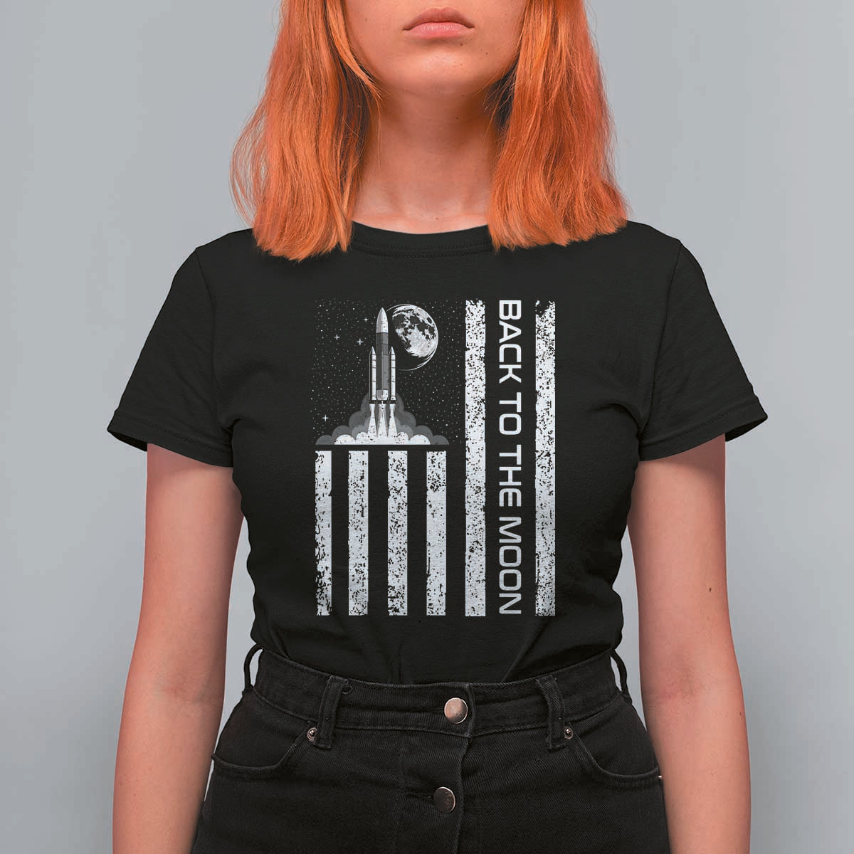 Patriotic American Pride Astronaut Lunar Mission T Shirt For Women Back To The Moon