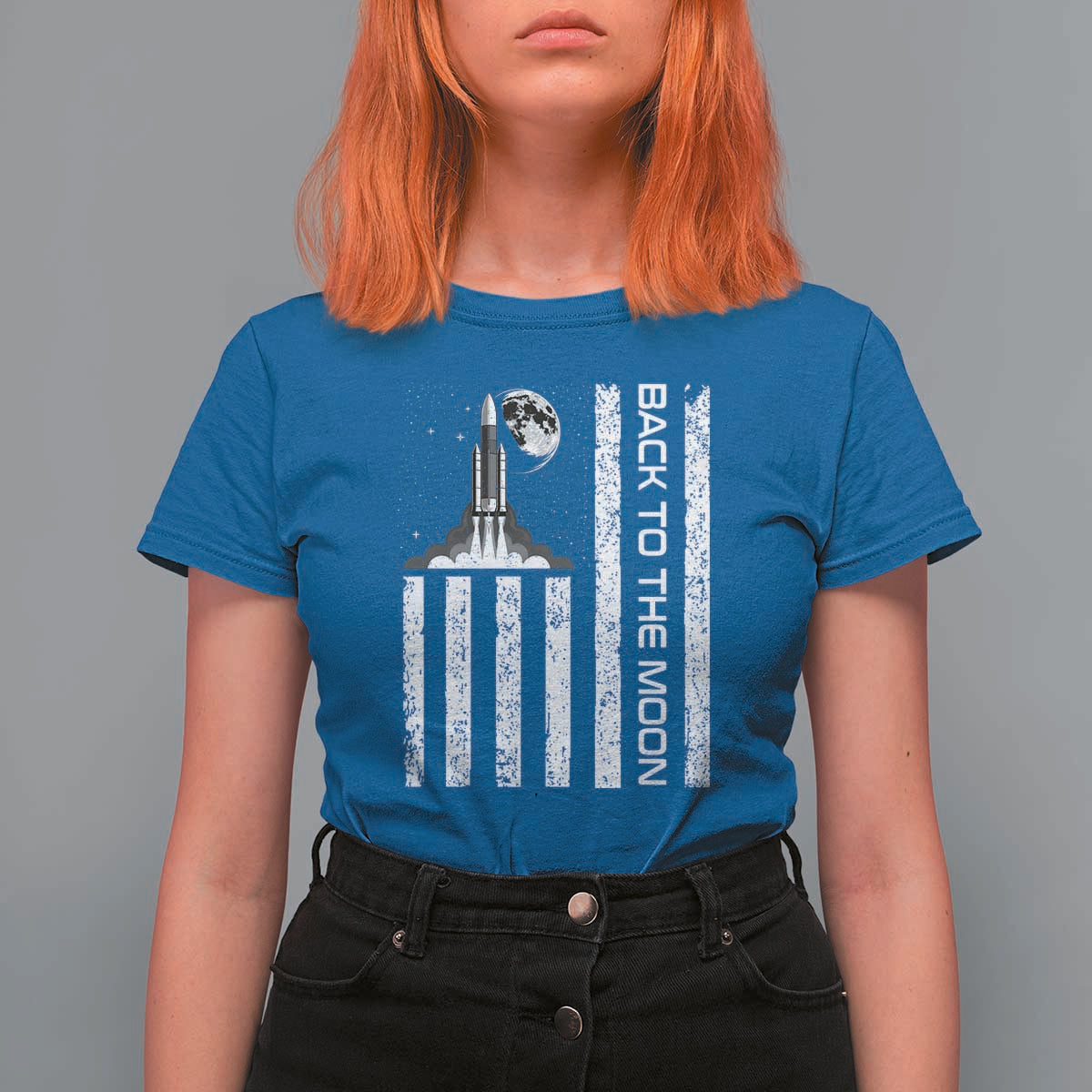 Patriotic American Pride Astronaut Lunar Mission T Shirt For Women Back To The Moon