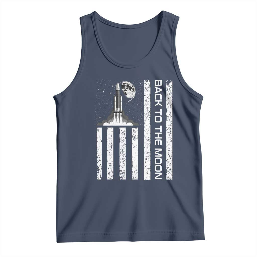 Patriotic American Pride Astronaut Lunar Mission Tank Top Back To The Moon